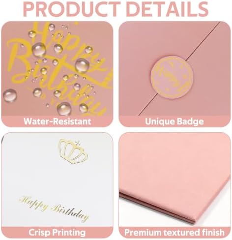 Decorwell Birthday Guest Book, 18" x 12" Pink Gold Signature Book for