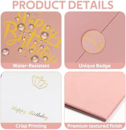 Decorwell Birthday Guest Book, 18" x 12" Pink Gold Signature Book for