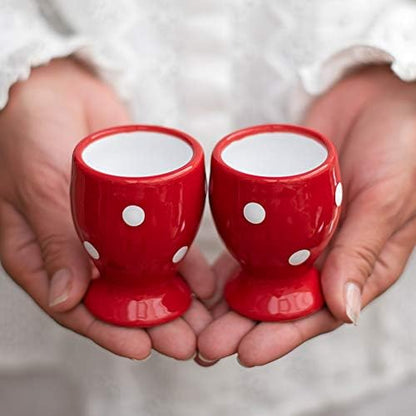 City to Cottage Ceramic Egg Cup Holder Set of 2, Soft Boiled Egg Cups