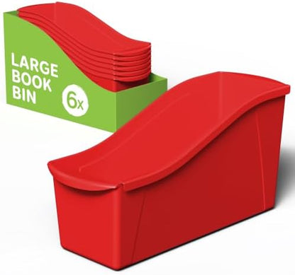 Storex Large Book Bin, Interlocking Plastic Organizer for Home, Office