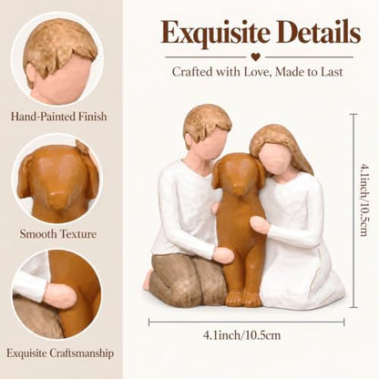Couple and Dog Ornament, Gifts for Couples with Dogs, Brown Dog