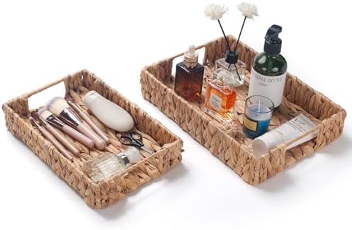 Water Hyacinth Rectangular Serving Tray for Coffee Table Natural