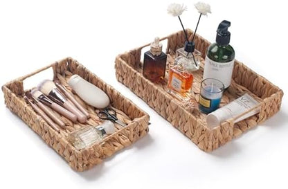 Water Hyacinth Rectangular Serving Tray for Coffee Table Natural