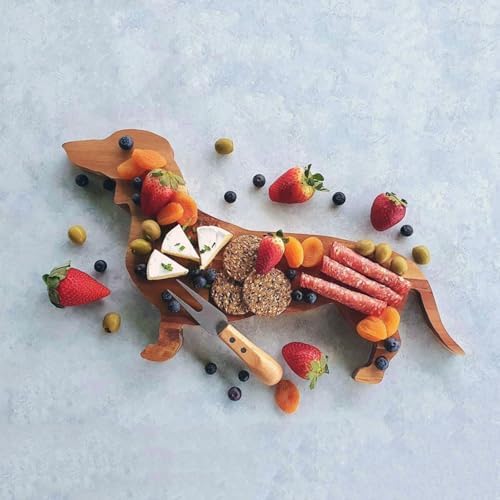 Small Wood Charcuterie Cheese Board, Set of 2 Dachshund Dog Shaped