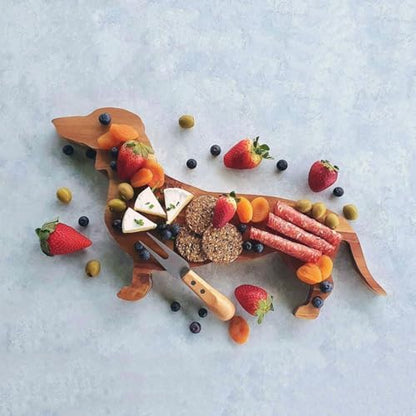 Small Wood Charcuterie Cheese Board, Set of 2 Dachshund Dog Shaped