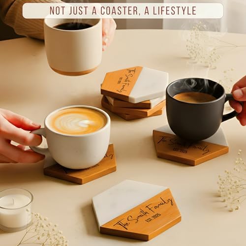 Personalized Wooden Coasters – Handmade Drink Coaster, Custom Wedding