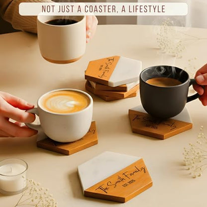 Personalized Wooden Coasters – Handmade Drink Coaster, Custom Wedding