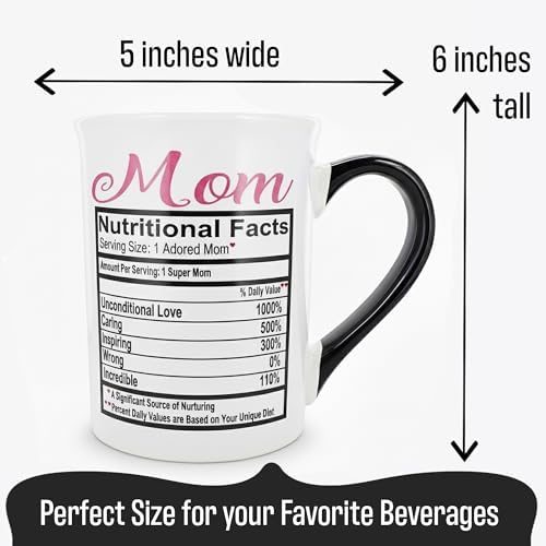 Cottage Creek Mom Nutrition Facts Mug, Funny 16oz Coffee Cup for
