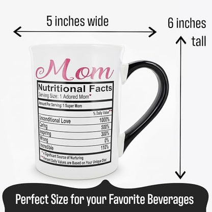Cottage Creek Mom Nutrition Facts Mug, Funny 16oz Coffee Cup for