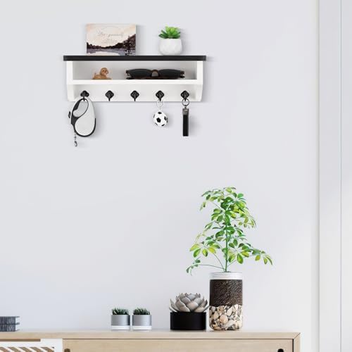 Nekon Key Holder Wall Mount, Wall Organizer Shelf with 5 Key Hooks