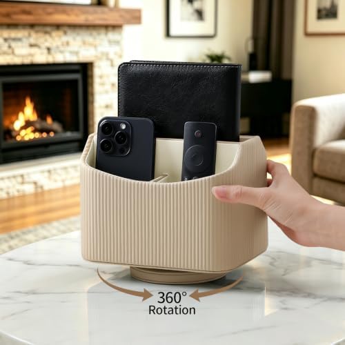 360° Rotating TV Remote Control Holder Desk Remote Organizer Beige