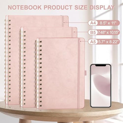AHGXG Lined Spiral Journal Notebook, 140 Pages, A5 (5.7" x 8.3")