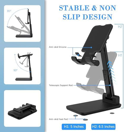 Cell Phone Stand, Adjustable Angle and Height Cell Phone Holder for