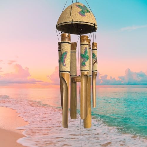 Bellaa Bamboo Wind Chimes Sea Sand Art Painting Handmade Wind Chimes