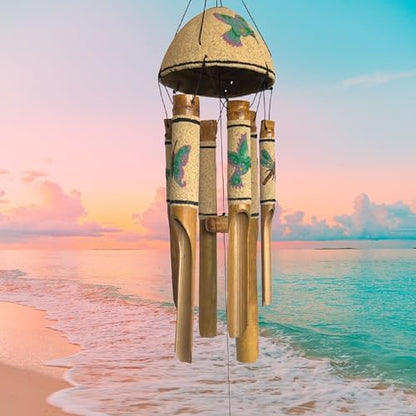 Bellaa Bamboo Wind Chimes Sea Sand Art Painting Handmade Wind Chimes