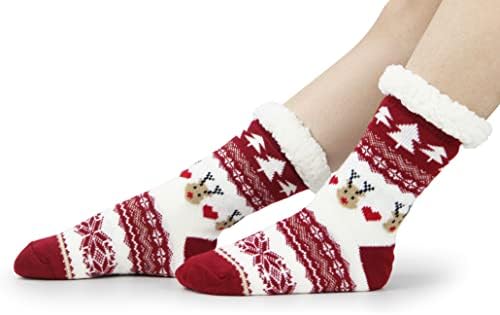 BenSorts Women Winter Thick Slipper Socks with Grippers Warm Fuzzy