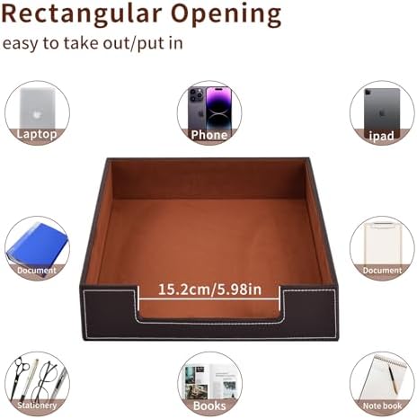 Leather Letter Tray, Office Supplies Desk Organizer for Mail Paper