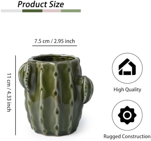Cactus Ceramic Pencil Holder for Desk, Cute Western Office Decor