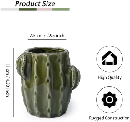 Cactus Ceramic Pencil Holder for Desk, Cute Western Office Decor