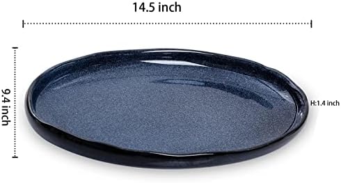 vicrays Serving Platter Ceramic Tray Plates Extra Large Oval 14.5 Inch