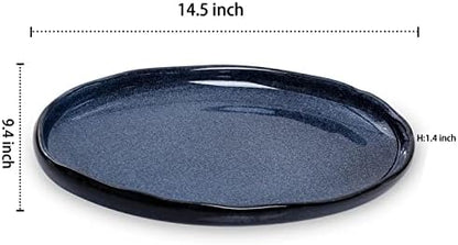 vicrays Serving Platter Ceramic Tray Plates Extra Large Oval 14.5 Inch