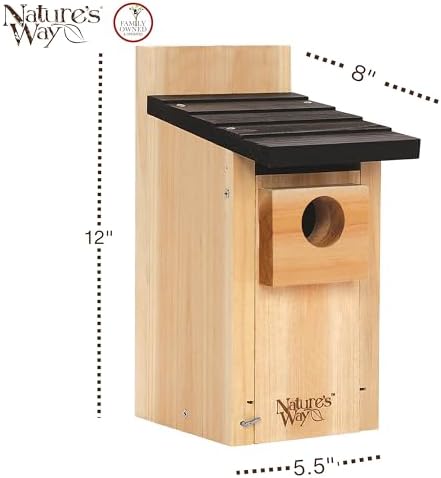 Nature’s Way Cedar Bluebird House for Outdoor Nesting, Predator Guard