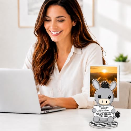 Positive Donkey Office Desk Decor, Cute Photo Holder Motivational