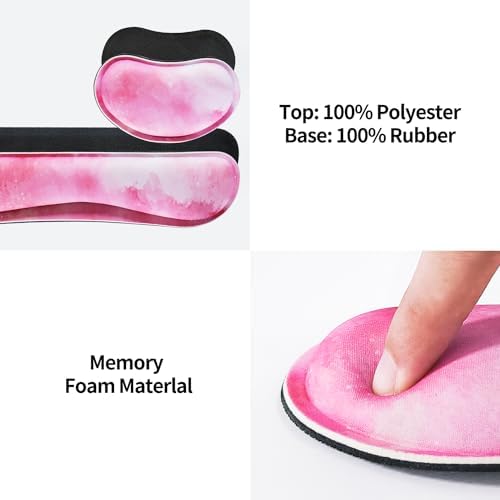 Bloss Clouds Mouse Pad and Keyboard Wrist Rest, 4-in-1 Desk Mat, Cute