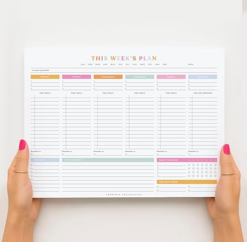 ThreeKin Weekly Planner - Premium 52-Sheet Tear-Off Notepad