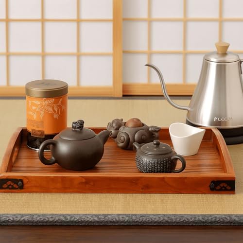 JapanBargain 1608, Wooden Serving Tay with Handle Rectangle Butler