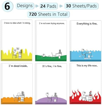 24 Sets Sarcastic Sticky Notes Sleazy Greetings Memo Fun Notepads