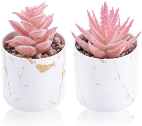 Der Rose 2 Pack Fake Plants Pink Room Decor for Office Desk