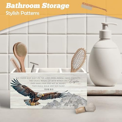 Christian Pen Holder Organizer for Desk Accessories, Eagle Bible Verse
