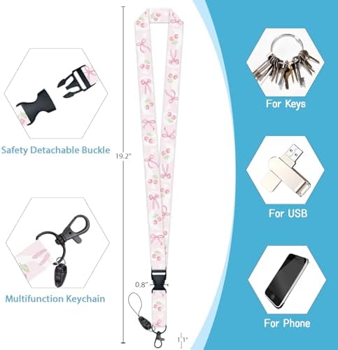 Lanyard, Id Badge Holder,Teacher Retractable Reel, Cherry Bow