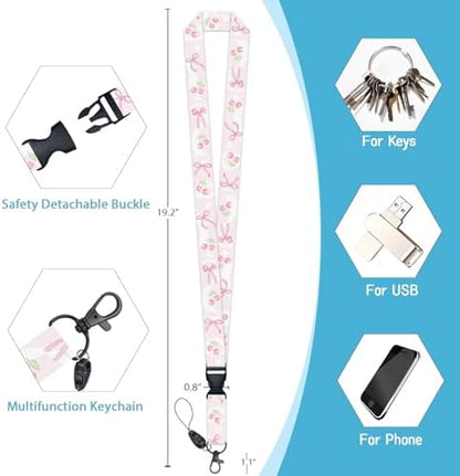 Lanyard, Id Badge Holder,Teacher Retractable Reel, Cherry Bow