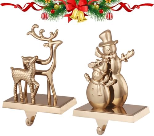 4pcs Christmas Stocking Holders for Mantel, Snowman Stocking Hangers