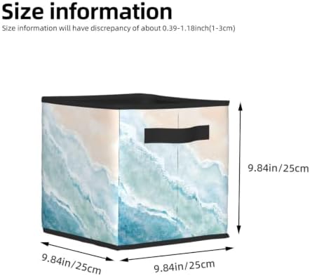 Fabric Storage Bins Closet Storage Bins - Coastal Beach Teal Ocean Art