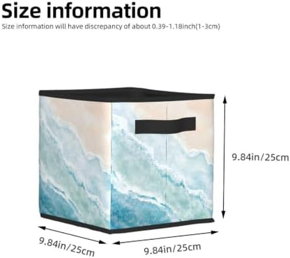 Fabric Storage Bins Closet Storage Bins - Coastal Beach Teal Ocean Art