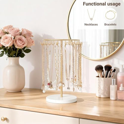 Mkono Necklace Holder Organizer, 30 Hooks Gold Jewelry Display Tree