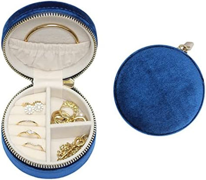 Velvet Travel Jewelry Case Small Round Travel Jewelry Organizer
