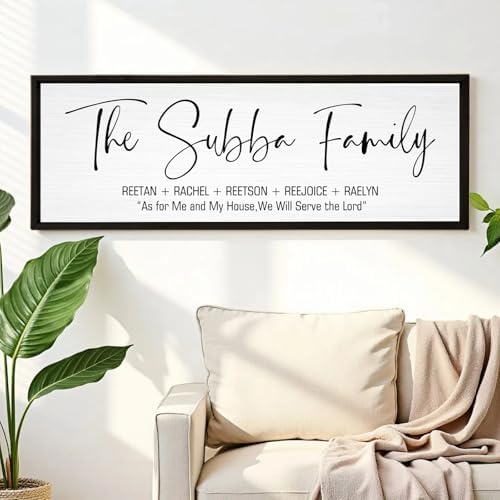 Personalized Framed Wooden Family Name Sign for Home Decor Wall