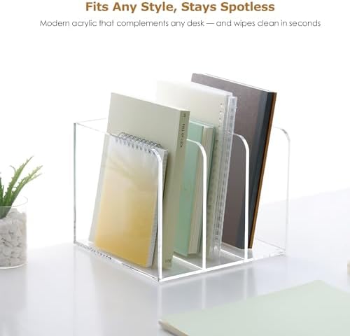 SANRUI Clear Acrylic Vertical Magazine File Organizer with 3-Slot