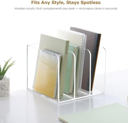 SANRUI Clear Acrylic Vertical Magazine File Organizer with 3-Slot