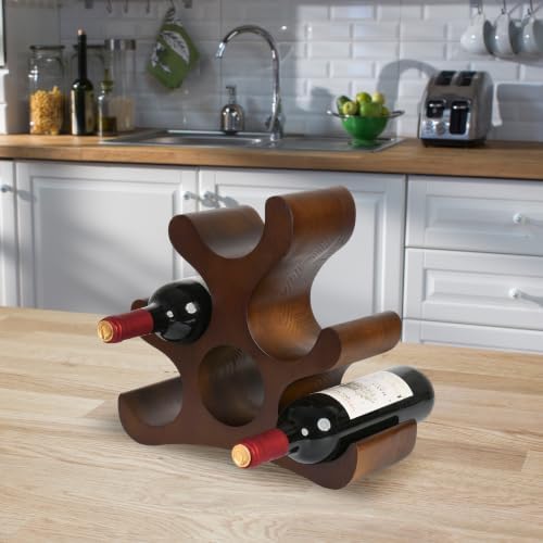 Countertop Wine Rack - 6 Bottle Wooden Wine Rack - Freestanding Wine