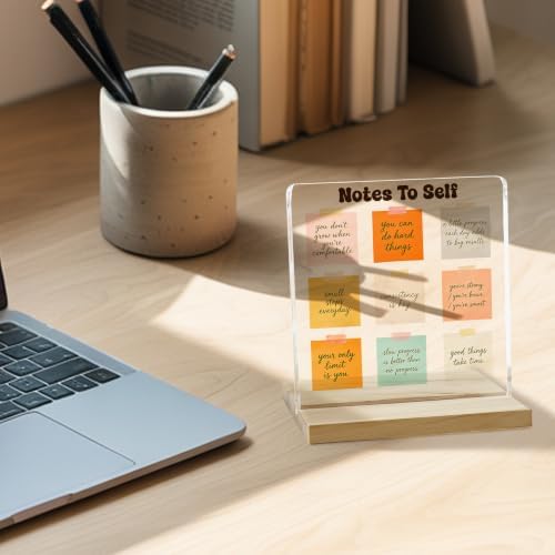 Notes to Self Inspirational Acrylic Plaque, Positive Quote Desk Decor