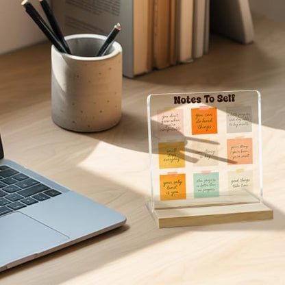 Notes to Self Inspirational Acrylic Plaque, Positive Quote Desk Decor