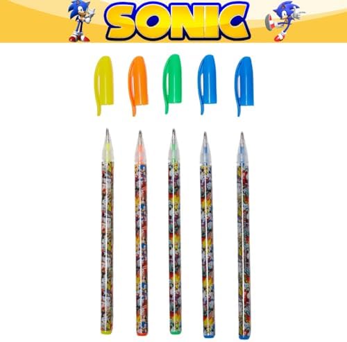 Sonic the Hedgehog Pencil Case Set, Gel Pens & Stickers, School
