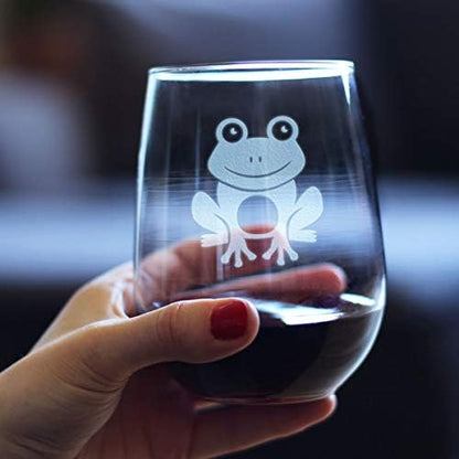 Bevvee Happy Frog - Stemless Wine Glass - Themed Gifts and Decor for
