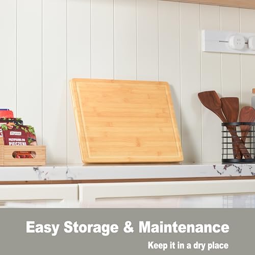 Allsum Large Bamboo Wood Cutting Boards for Kitchen, 1" Extra Thick