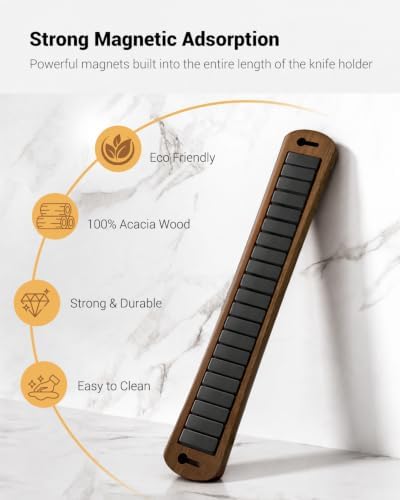 Magnetic Knife Holder, 24 Inch Acacia Wood Knife Strip for Wall or